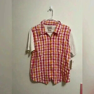 VINTAGE NWT - FASHION BUG -‎ AT LAST JEANSWEAR - Women’s Zipper Blouse - Plus S